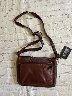 Jack Georges Brown Leather Voyager Crossbody Bag